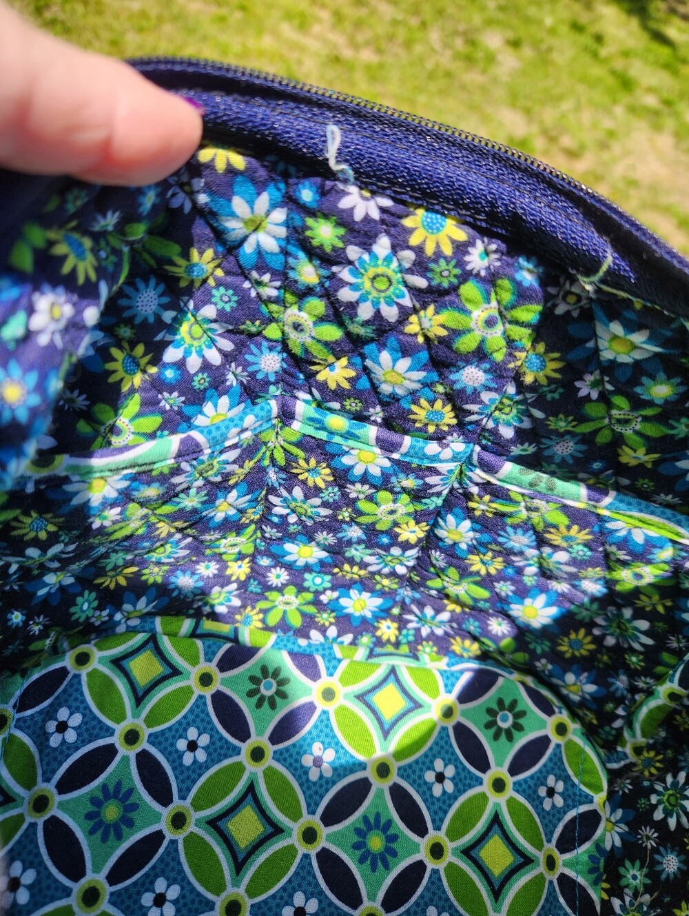 Vera Bradley Blue Green Floral Quilted Shoulder Bag - Picture 4 of 13